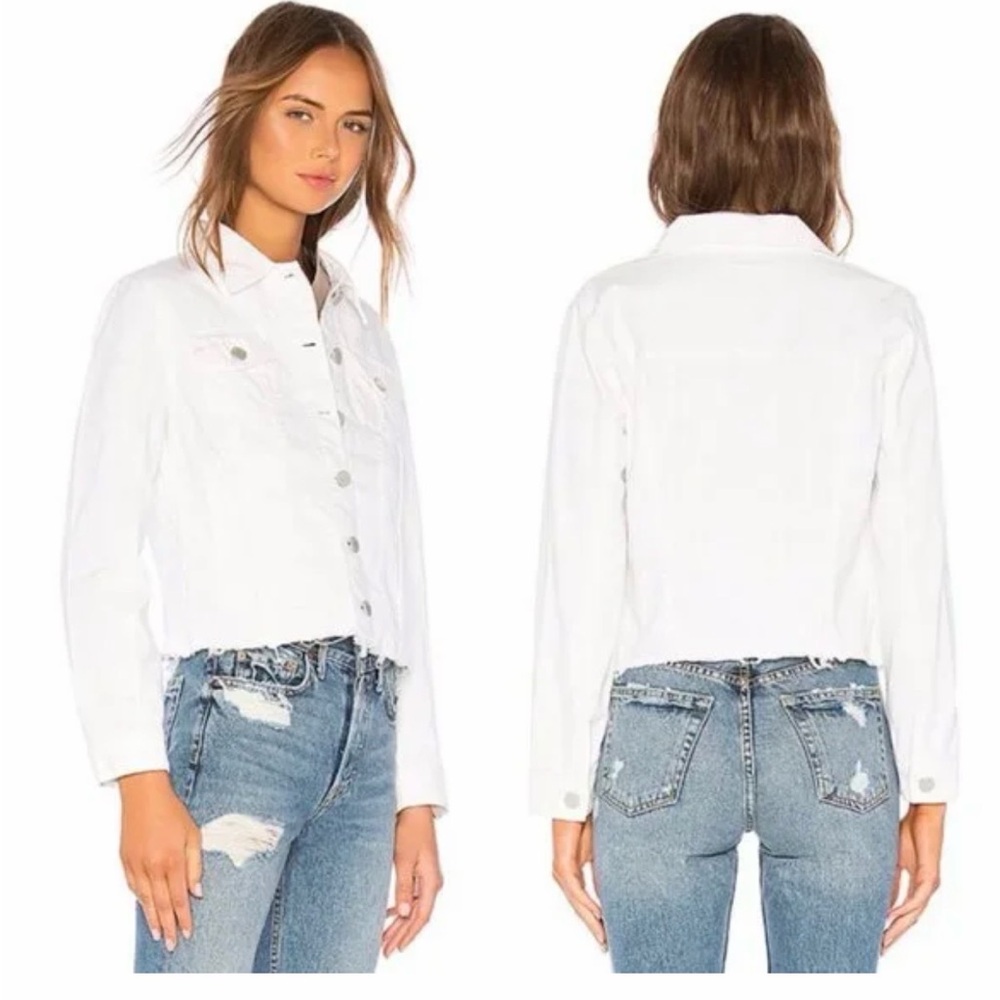 White Cropped Denim Jacket - Women